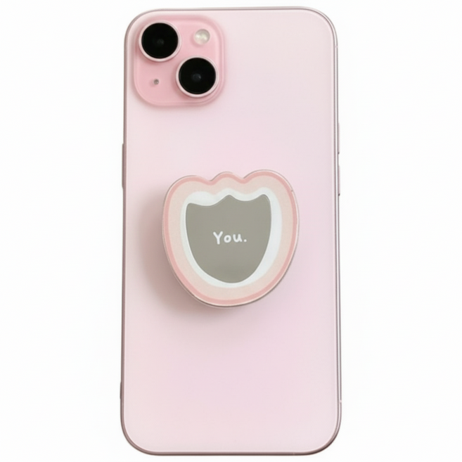 오브리움 거울 그립톡 스마트 거치대, 1개, 핑크튤립