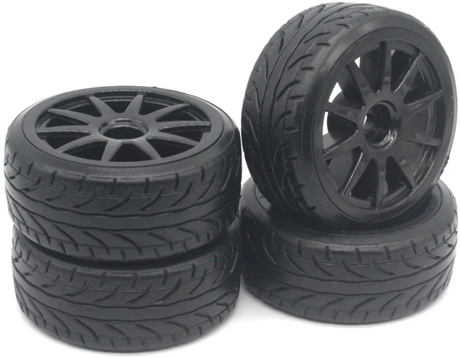 4개입 RC 1:10 드리프트 카 플라스틱 휠 림 및 타이어 HSP 94123/94122/94103/D4/D3용 블랙 63MM, 15 910H-9015