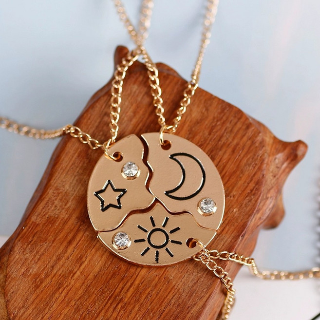 생일 기념일 졸업선물 우정목걸이 3명 친구 자매 별 달 해 조각 퍼즐 절친목걸이