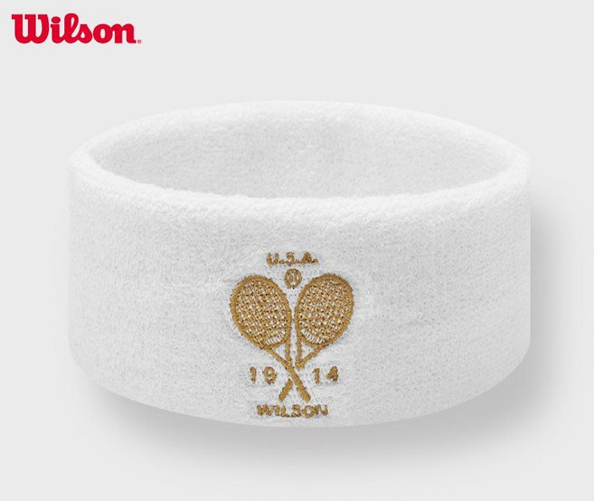 이윤 월슨 Wilson 남녀공용 테니스 헤어밴드 남성용 여성용 스포츠 땀 흡수 전문 액세서리 보호대 헤드밴드, 밝은 흰색-WU00021331WTA, 1개