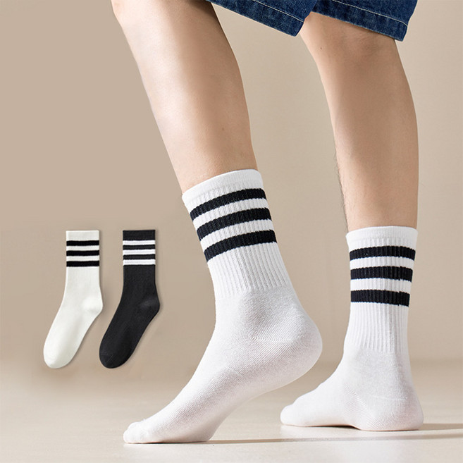(10+10) 삼선 스포츠 중목 양말 20켤레 남여 공용 장목 패션 운동 요가 등산