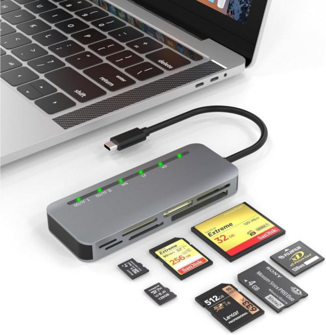 USB C 다중 카드 리더기 7-in-1 알루미늄 SD마이크로 SDCFMSXD 5Gbps 고속 카메라 SDXC SDHC TF CF MS MMC 소니 메모리스틱 프로 듀오 어댑터, USB C 멀티 카드 리더 7-in-1 알루미늄 SDM, 1개