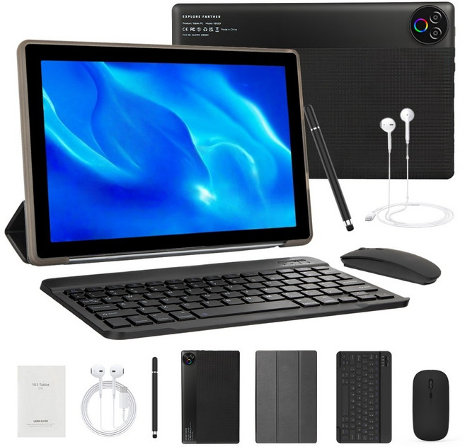 Higrace KB1001L 태블릿 PC 10.1인치 태블릿 20G+64G 안드로이드15, 블랙, 64GB, Wi-Fi