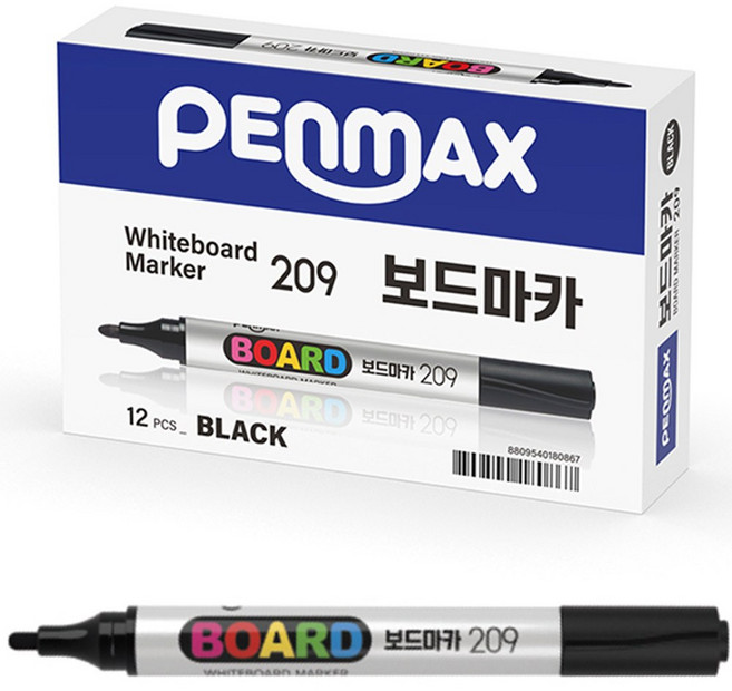 펜맥스 보드마카 209, 흑색, 12개