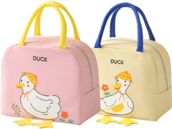 러버덕 도시락 가방, 1세트, 핑크+아이보리