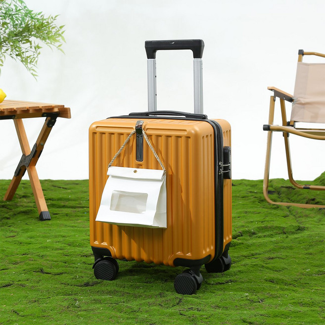 春秋航空 小型登機拉桿箱, 1個, 橙黃【帶掛鉤】14寸【2節拉桿-1.6M以下適用】