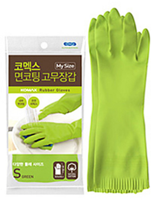 코멕스 마이사이즈 면코팅 고무장갑 S, 그린, 소(S), 10개