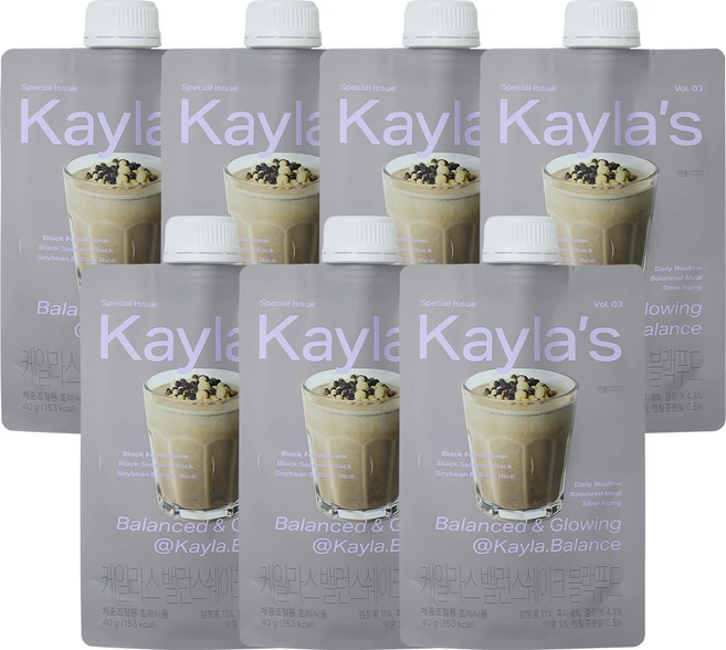 케일라스 Kaylas 밸런스쉐이크 식사대용 한끼 단백질 쉐이크 보충제 블랙푸드, 7개, 40g - 쿠팡
