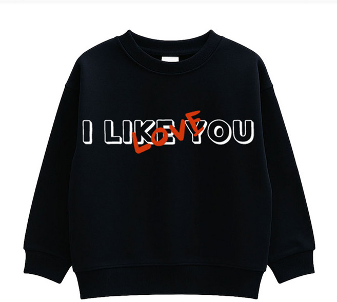 아이크레용 아동 주니어 박스핏 러브유 나염 맨투맨 티셔츠