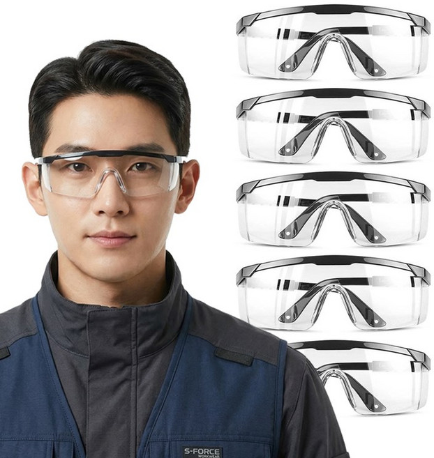 제로앤나인 작업안경 산업용 눈보호 보안경 작업고글, 5개, 투명