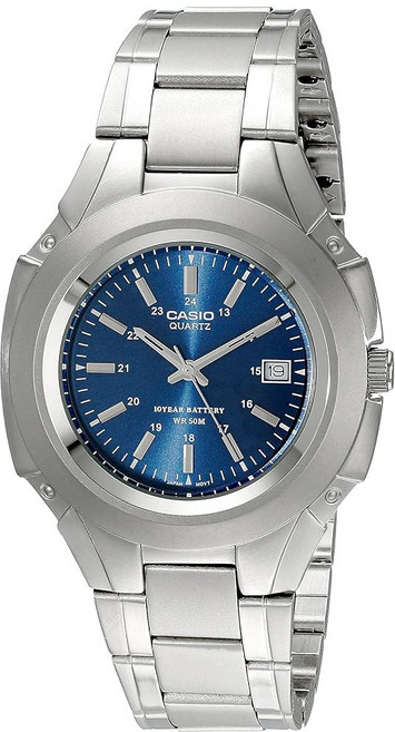 카시오 남성용 MTP3050D-2AV 클래식 10년 배터리 스테인리스 스틸 드레스 시계