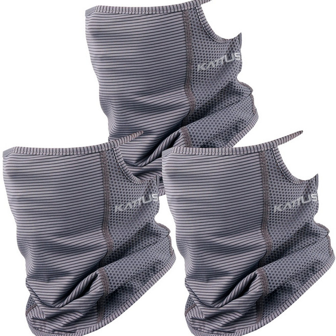 KATTUS 쿨넥워머 3pcs 사계절 귀걸이타입 냉감 스포츠 멀티스카프, 그레이 3pcs, 1개