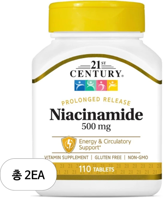21세기센트리 프럴롱드 릴리스 나이아신아마이드 500mg 타블렛, 2개, 110정 - 쿠팡