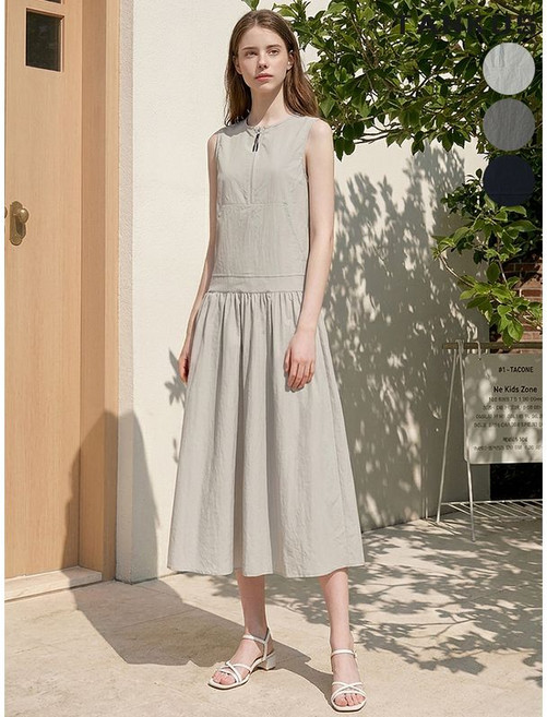 탱커스 여성 바스락 아노락 민소매 롱 원피스