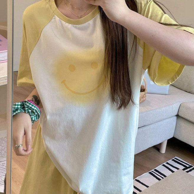 夏季新款可愛甜美兩件式睡衣家居服套裝