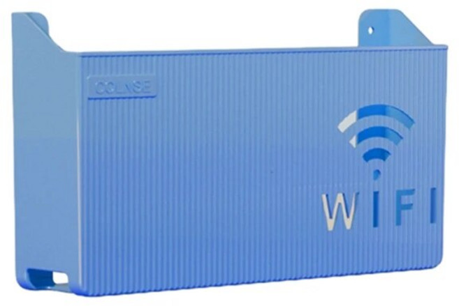 벽걸이 형 무선 Wifi 라우터 보관 상자 PVC 선반 교수형 플러그인 브래킷 상자 북유럽 케이블 전원 공급 장치 플러스 와이어 상자 상자, 1개, 파란색