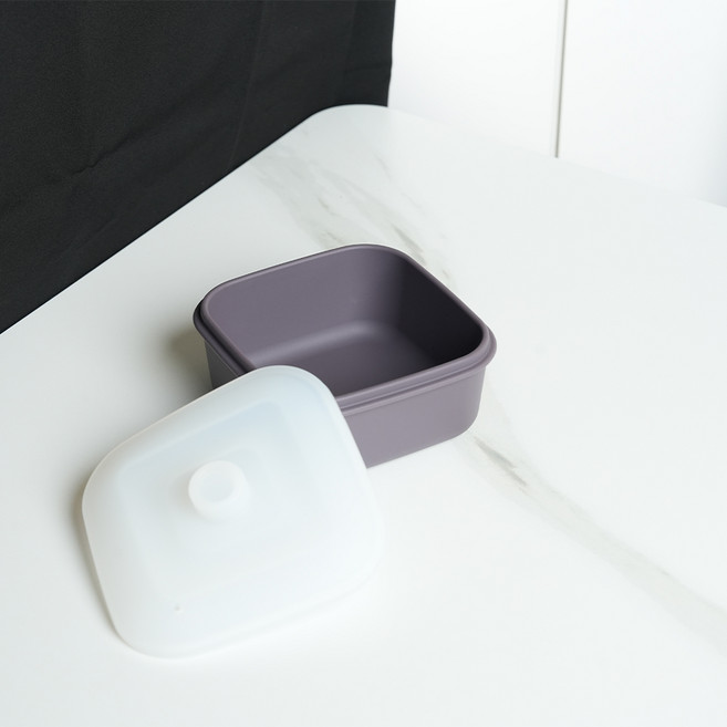 꿈꾸는리빙 국산 실리콘 계란찜기 전자레인지 용기 무독성 찜기 주방용품, 소형 사각 1P / 바디:퍼플그레이 / 뚜껑:반투명, 1개