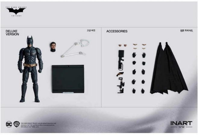 애니메이션 피규어 조형 영화 인아트 1/12 더 다크나이트 배트맨 프리미엄 버전 액션, 1개