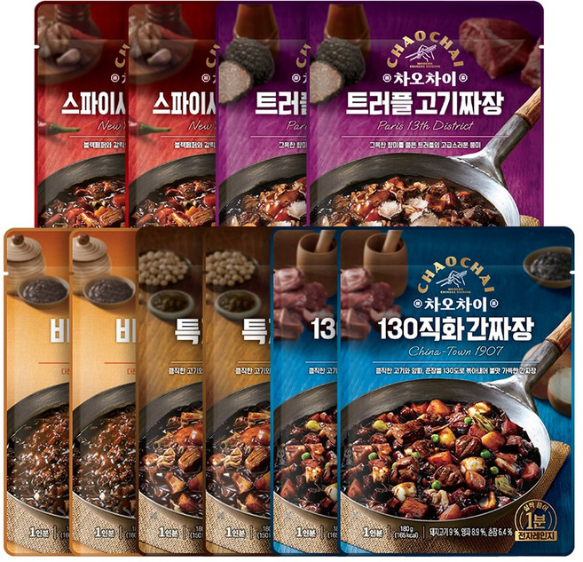 차오차이 짜장 혼합 5종 x 2p 세트, 180g, 1세트