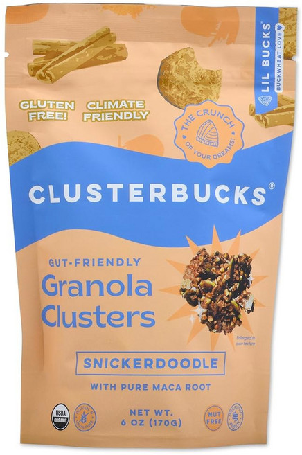 클러스터벅스 슈퍼푸드 클러스터 곡물이 없고 인 그래놀라와 재배된 새싹 메밀 텐 프리 저탄수화물 간식 6단위온스 1팩 블루베리 크리스프, 10 Snickerdoodle, 6 Ounce (Pack of 1), 1개