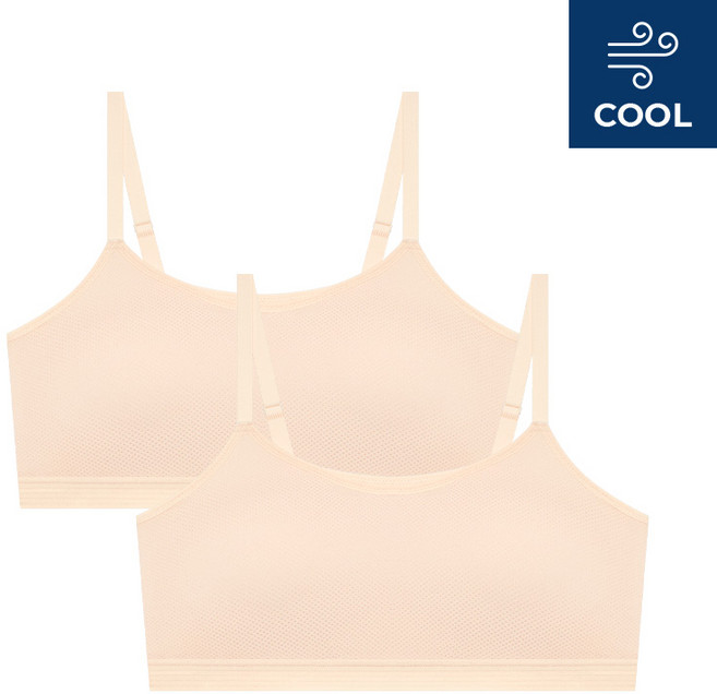 수아팜 주니어 2단계 쿨 메쉬 스포츠브라 끈나시형 2매 세트 스킨