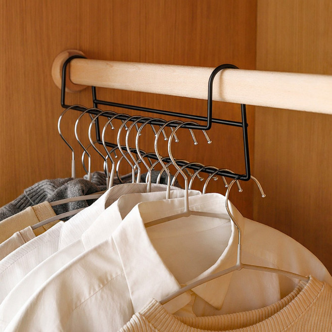 리빙만렙 (1+1) 공간활용 2단 옷걸이 행거 옷장수납, 2개, 블랙(ALS634)