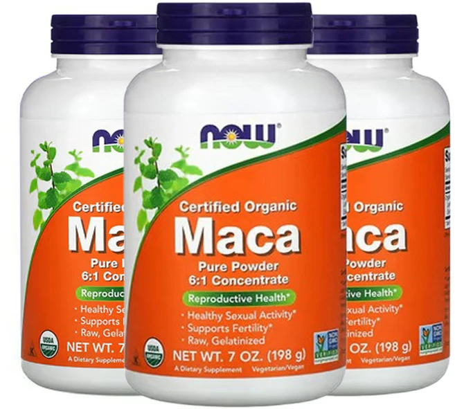 나우 푸드 유기농 인증 마카 순수 분말 (7oz), 3개, 198g - 쿠팡
