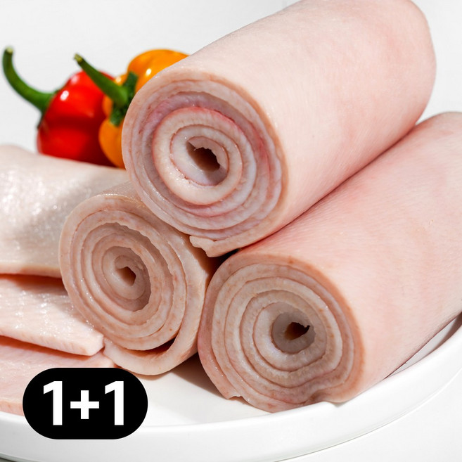 손질 돼지껍데기 한돈 돈피 생껍데기, 2개, 1kg