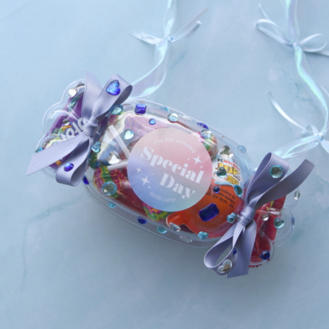 아이올라 킨더조이 꽃다발 사탕 목걸이 유치원 재롱잔치 학예회 발표회 졸업식, 오렌지/ 케이스 투명/ 여아용