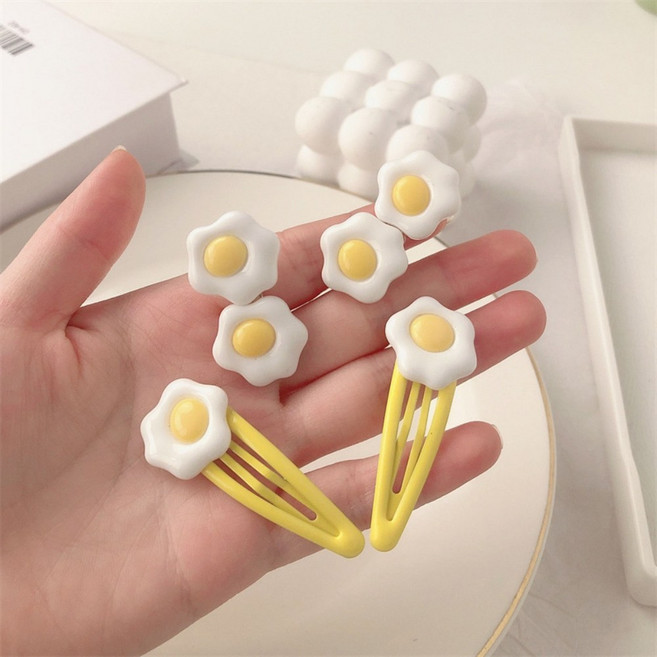 미니핀 백스테이지핀 앞머리삔 음식머리핀 딱삔 계란 특이한