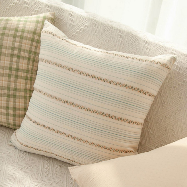 꽃 바람 자수 쿠션 방석 커버