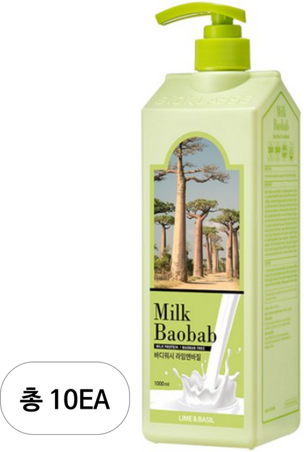 밀크바오밥 바디워시 라임앤바질, 1L, 10개