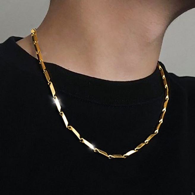 18k 특수 압축 도금 목걸이 남성 남자 대나무육각