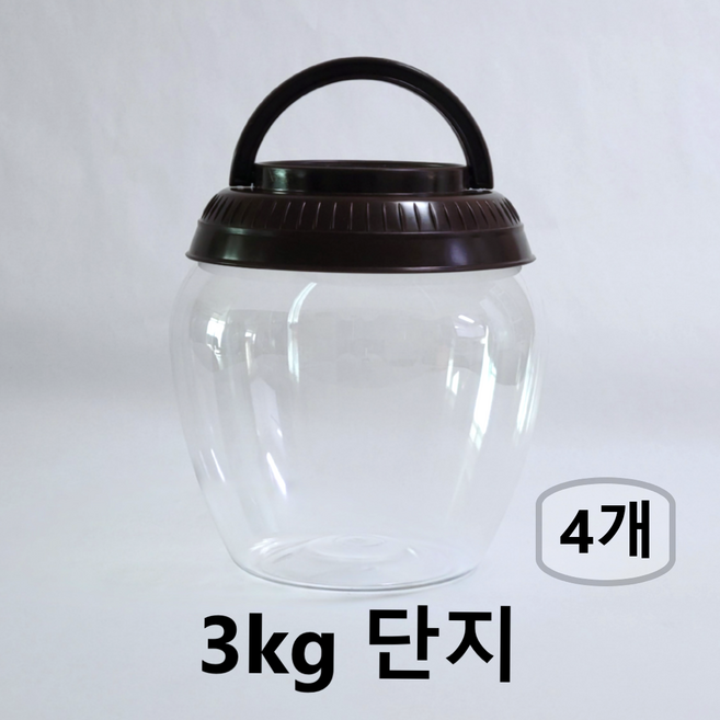 SD상사 플라스틱 항아리 단지 3kg (PET 단지) 고추장통 된장통 젓갈통 장아찌통, 4개