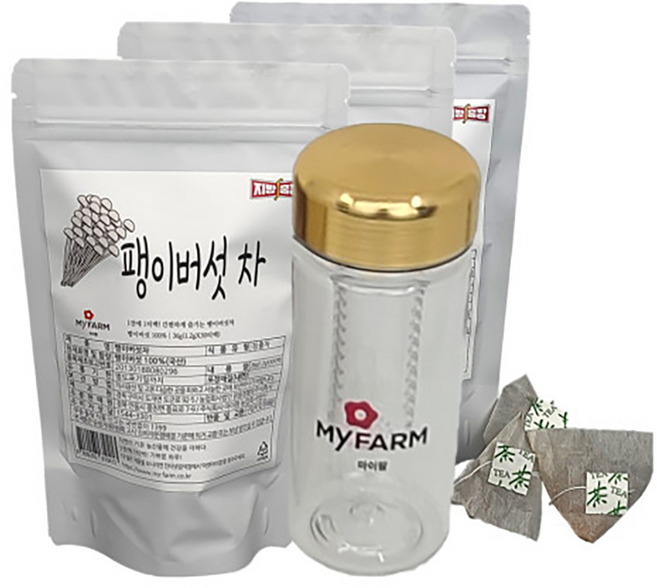 지방출장 팽이버섯차 100% 국내산 90티백 트라이탄보틀 무료증정, 팽이버섯차 30티백, 1개