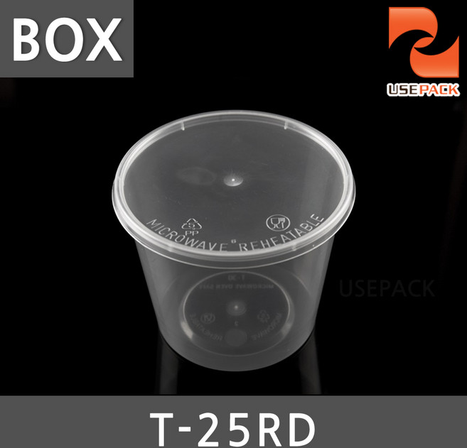 유즈팩 T-25RD 500개 BOX 원형 소스용기 내열소스통 반찬, 1개