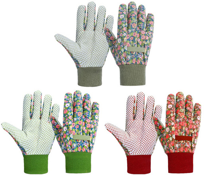 쵸록101 원예장갑 꽃무늬 텃밭 다용도 흙 장갑, 3개, 3색