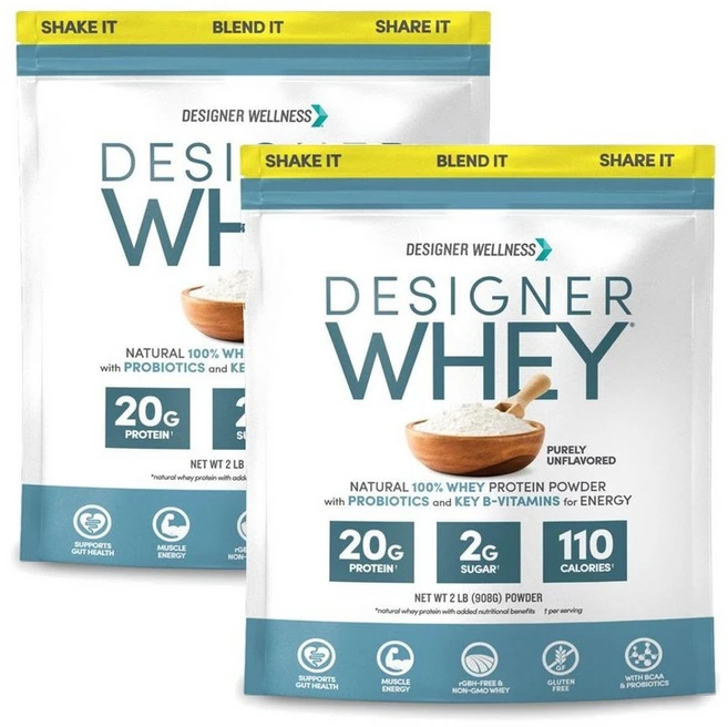 Designer Wellness 디자이너 웰니스 웨이 프로틴 무맛 분리유청단백질 908g, 2개 - 쿠팡