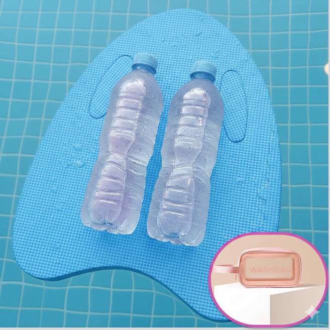 망고냥 초보 킥판 수영 패드 수영장 파우치, 블루+파우치