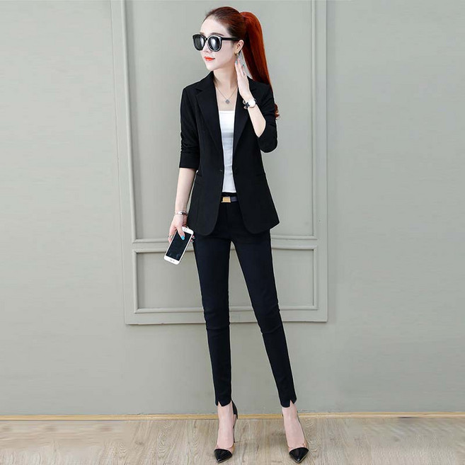 TIMEPURE 여성 봄가을 숏기장 얇은 정장 코트 프리미엄 정장 상의 원버튼 디자인 허리 조임 슬림핏 여성 정장 오피스룩 캐주얼 정장