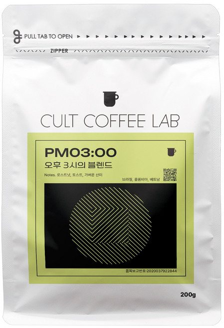 컬트커피랩 고소한 너티쵸코 오후 3시 블렌드 커피원두, 200g, 1개, 홀빈(분쇄안함)