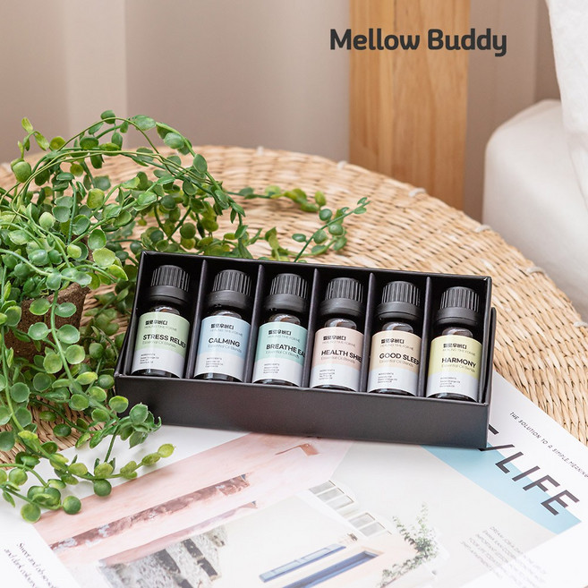 멜로우버디 천연 아로마 블렌딩 오일 6종 세트 숙면 불면 굿슬립, 블렌딩6종, 60ml, 1개
