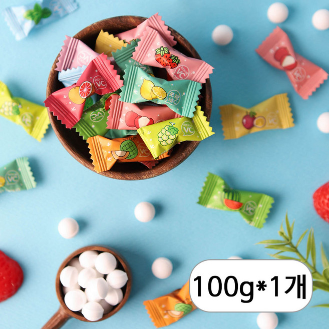 아이엠캔디 무설탕 사탕 12가지 과일 민트 캔디 비타민C 200mg 함유, 1개, 100g