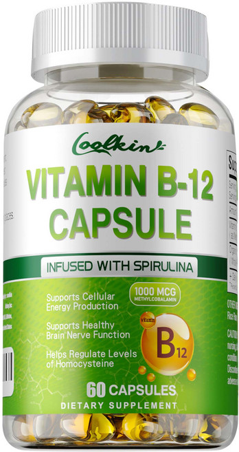 Coolkin 維生素B12膠囊 添加螺旋藻 1000微克甲基鈷胺素, 60組