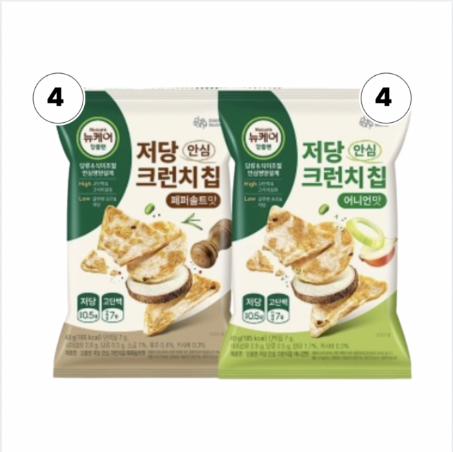 뉴케어 당플랜 저당 안심 크런치칩 페퍼솔트맛 + 어니언맛, 40g