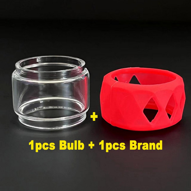 Zeus X 메쉬 Sub Ohm 듀얼 RTA 탱크 교체 버블 유리 전자 담배가 포함된 전구 보호기 실리콘 밴드, Red and Glass