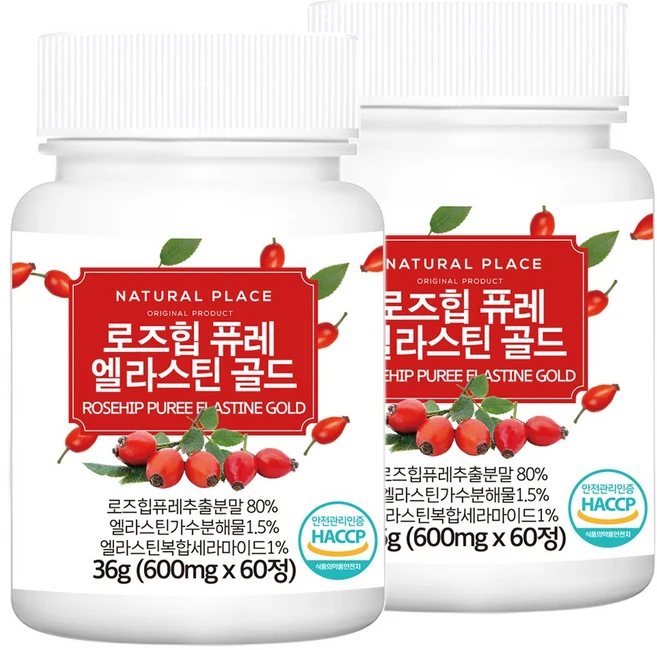 로즈힙 퓨레 엘라스틴 프리미엄 60정 1개, 2개 - 쿠팡
