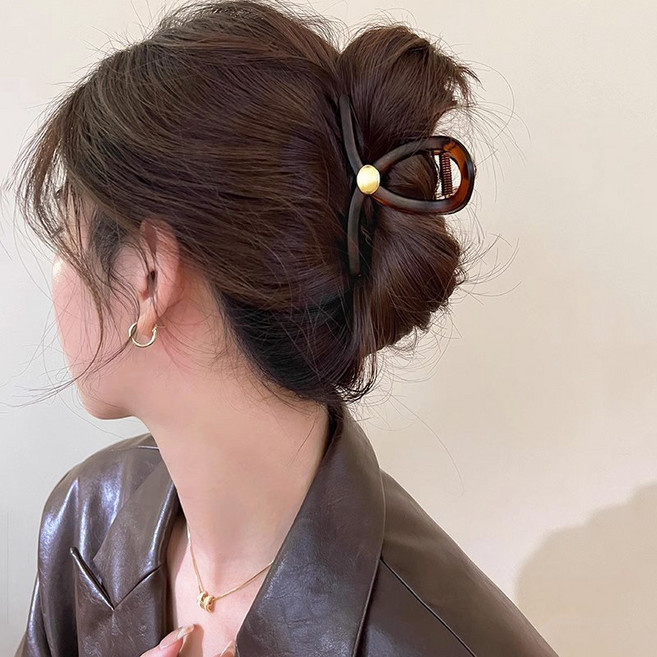 미다미 찰린 골드버튼 브라운 집게핀(단품/세트)