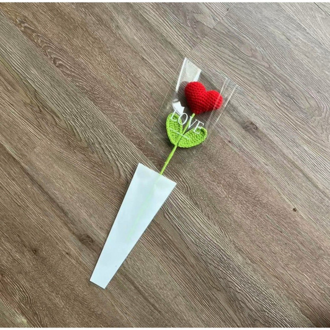 編織針織花束 太陽花 向日葵 畢業花束 母親節禮物, 愛心花-單隻-有袋