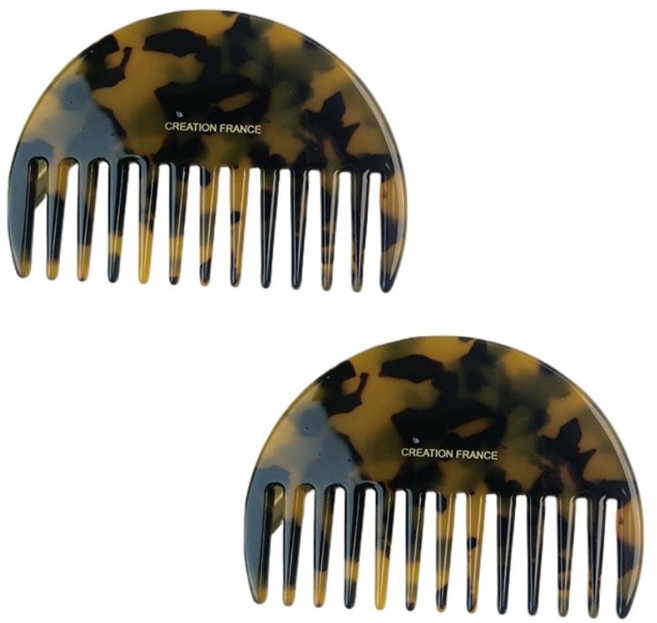 프랑스 자개빗 프랑스 자개 미니 휴대용 여행용 헤어 머리 빗, 브라운 블랙, 2개